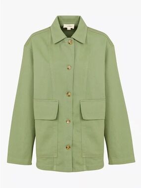 Light Green Button-Front Utility Jacket
